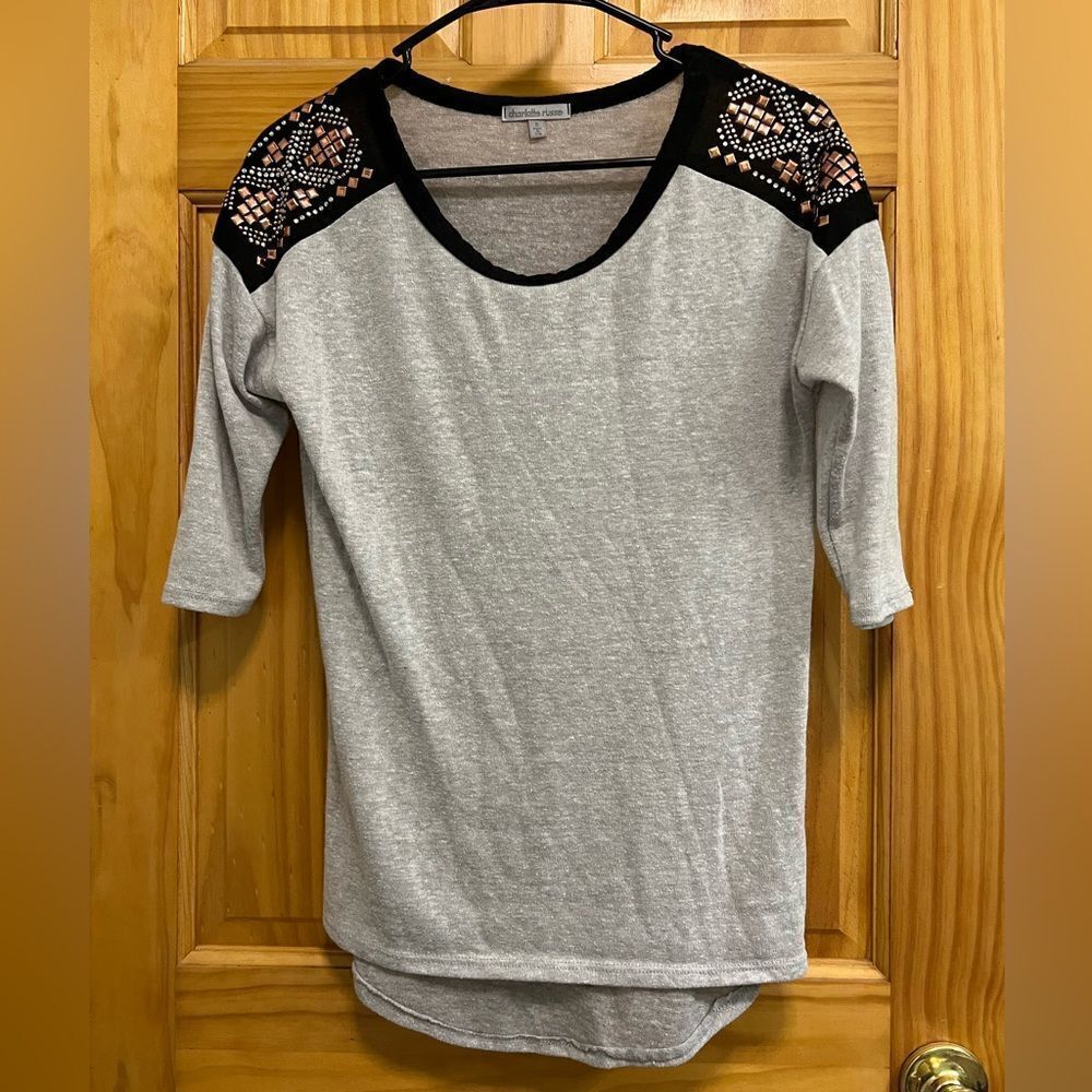 Beautiful Charlotte Russe size S stud & rhinestone embellished blouse